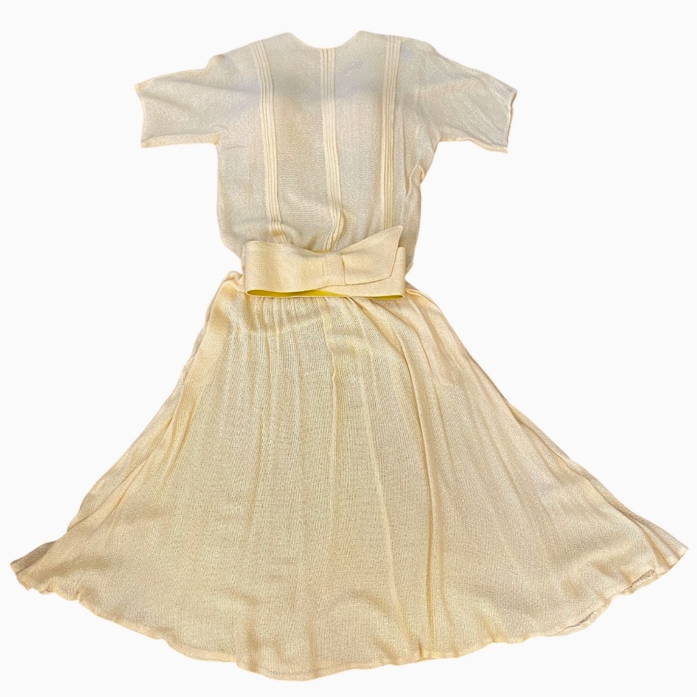 Vintage Y2K SkirtSuit Open Weave Gauze Knit Belt Full Skirt Elastic Waist size 8